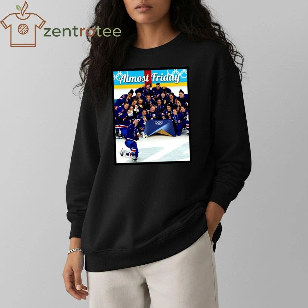 Usa Women’s Ice Hockey Celebrating Gold Medal At Olympics Selfie Almost Friday photo tee