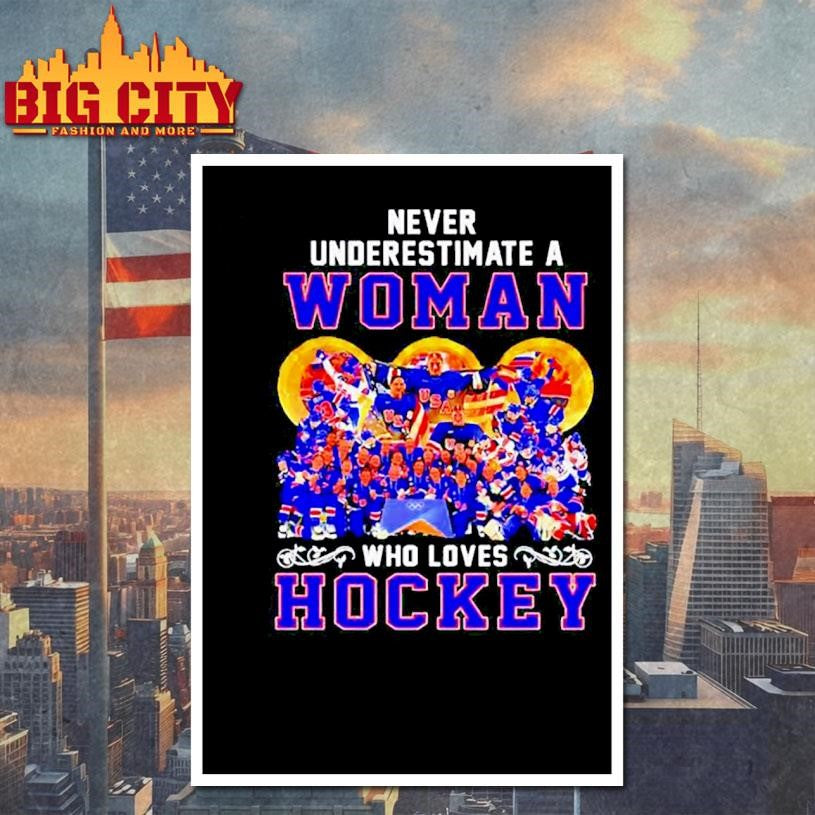 Usa women hockey never underestimate a woman who loves hockey graphic Shirt