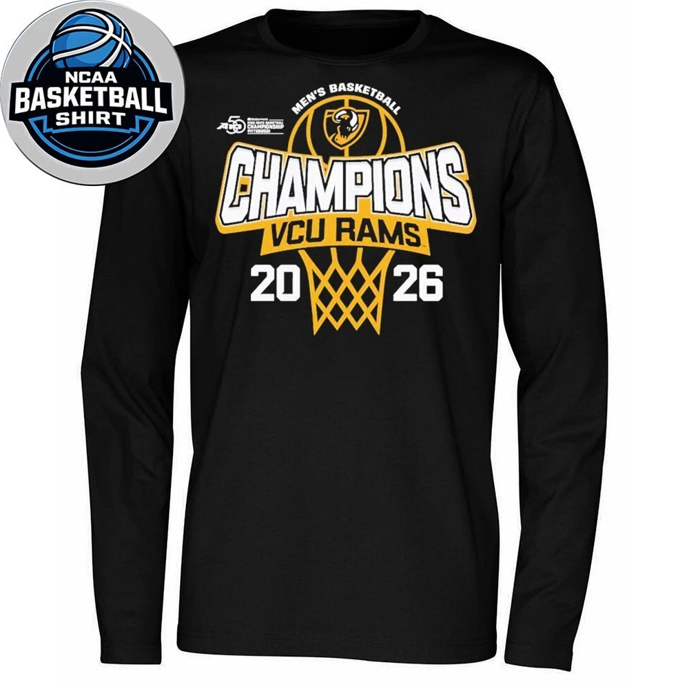 VCU Rams Men’s Basketball 2026 Atlantic 10 Tournament Champions Locker Room Logo T-Shirt