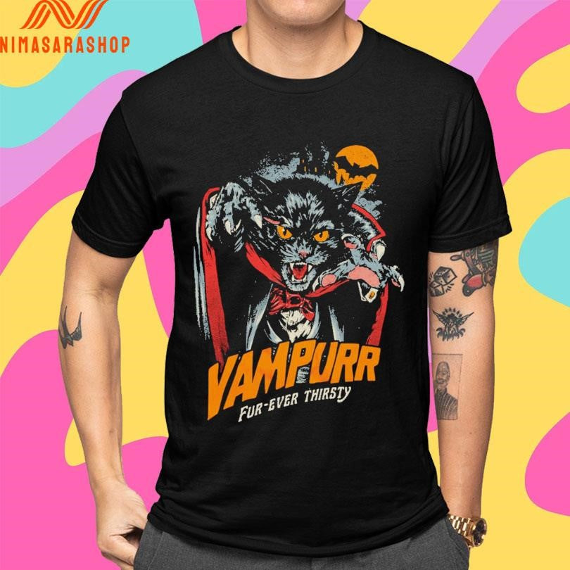 Vampurr Fur-ever Thirsty Dracula Cat Shirts