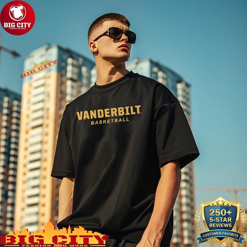 Vanderbilt Basketball Logo Stack text shirt