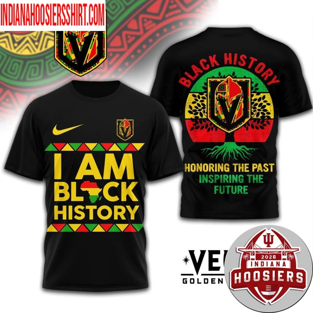 Vegas Golden Knights 2026 NHL Black History Map And Logo Two Sided Shirt