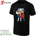 Vegeta and Goku Dragon Ball Super parody design on a black cotton crew neck shirt