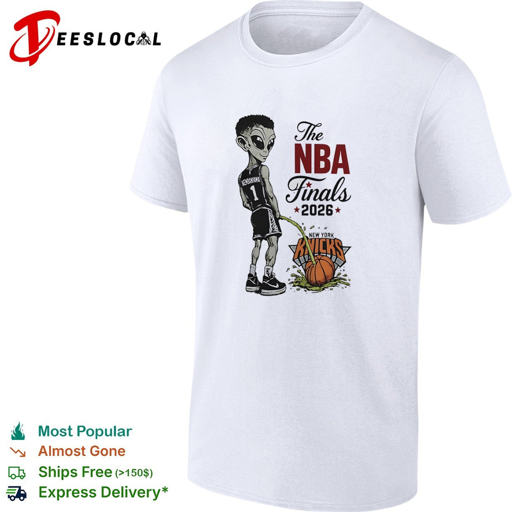 Victor Wembanyama San Antonio Spurs peeing alien the NBA Finals 2026 New York Knicks shirt