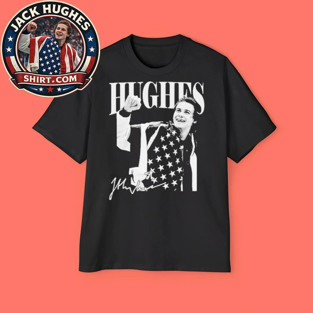 Vintage Jack Hughes Golden Goal – USA Hockey Retro Signature Tee Shirt
