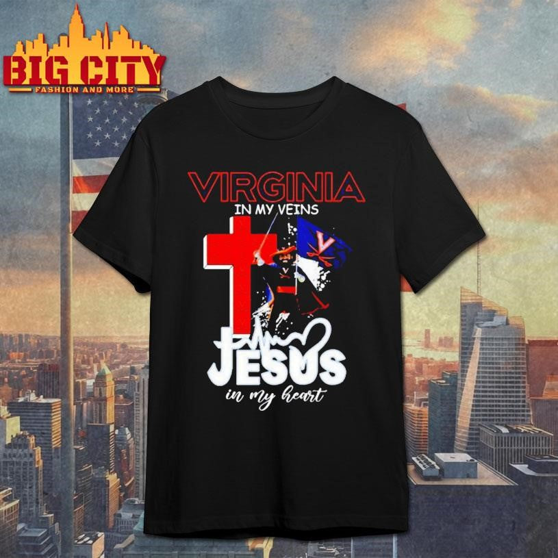 Virginia Cavaliers In My Veins Jesus In My Heart Mascot Shirt