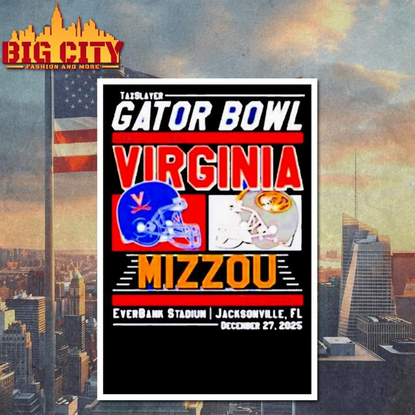Virginia Cavaliers Vs Missouri Tigers 2025 Gator Bowl Helmet Shirt