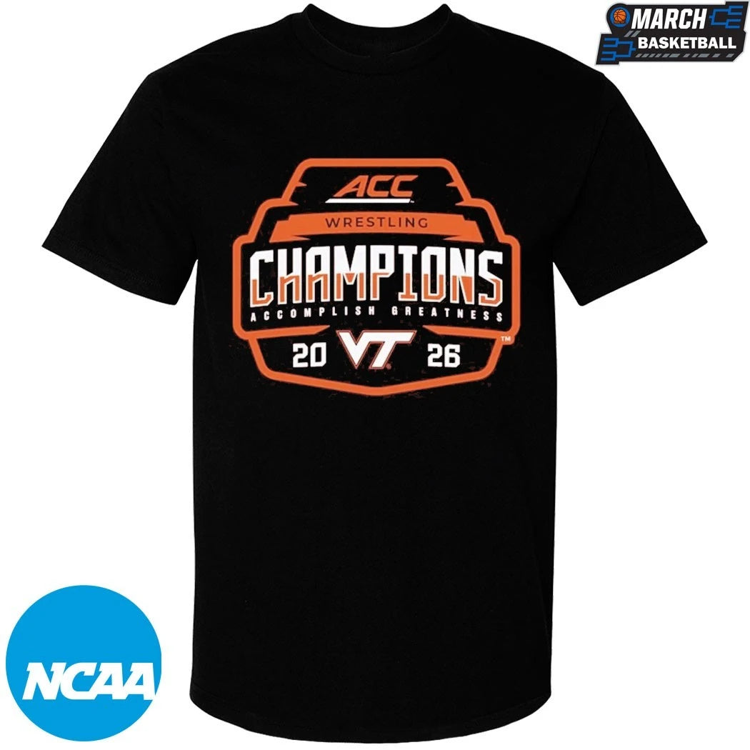 Virginia Tech Hokies 2026 ACC Men’s Wrestling Tournament Champions T-Shirts