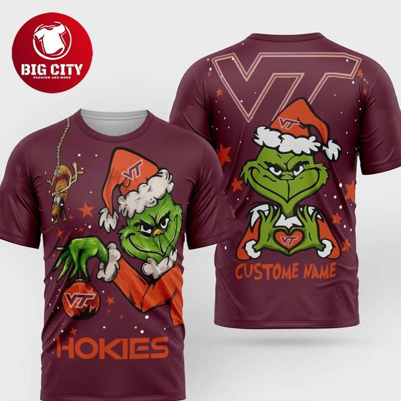 Virginia Tech Hokies Grinch Stole Christmas 2025 Personalized Two Sided Shirt