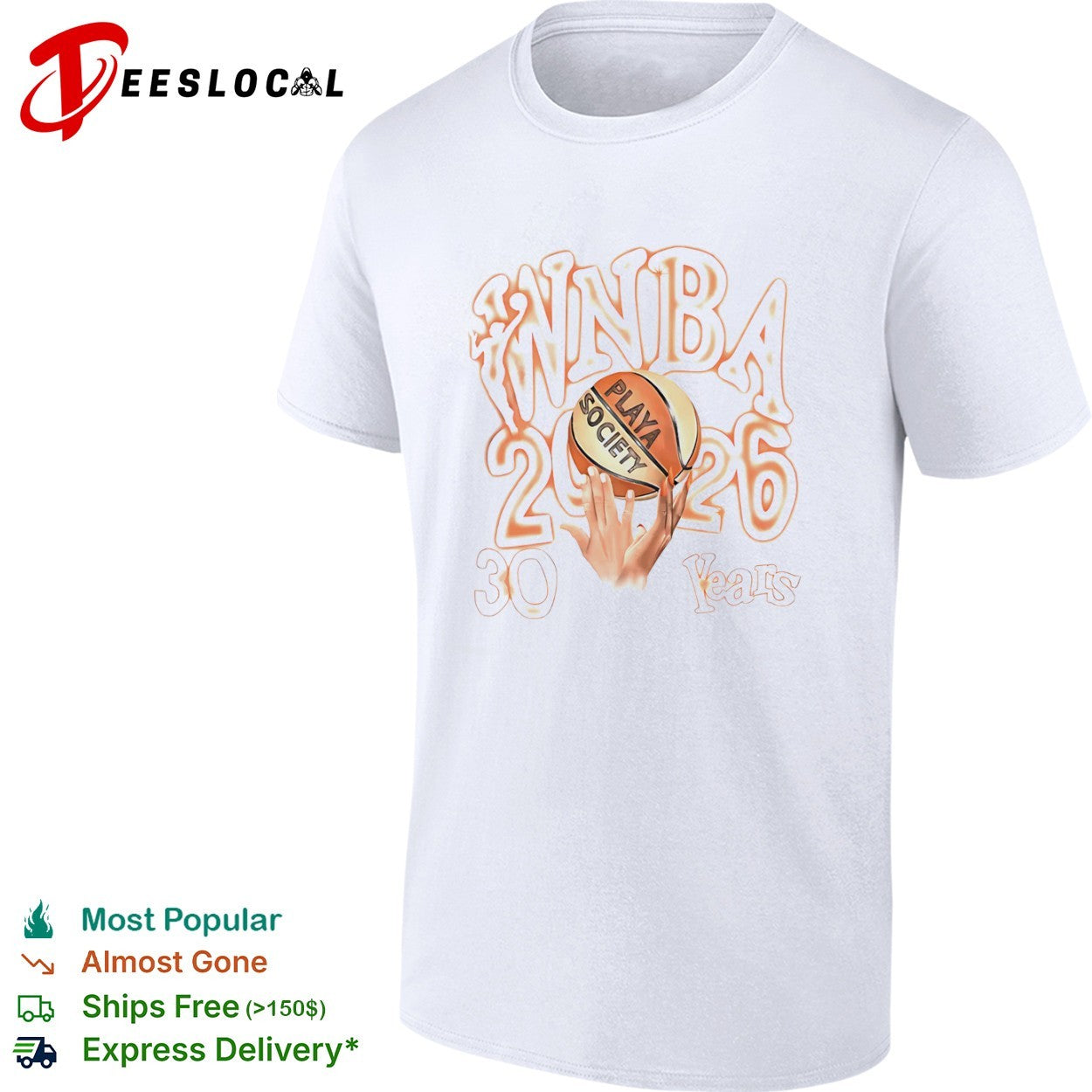 WNBA Playa Society 2026 30 Years basketball shirt