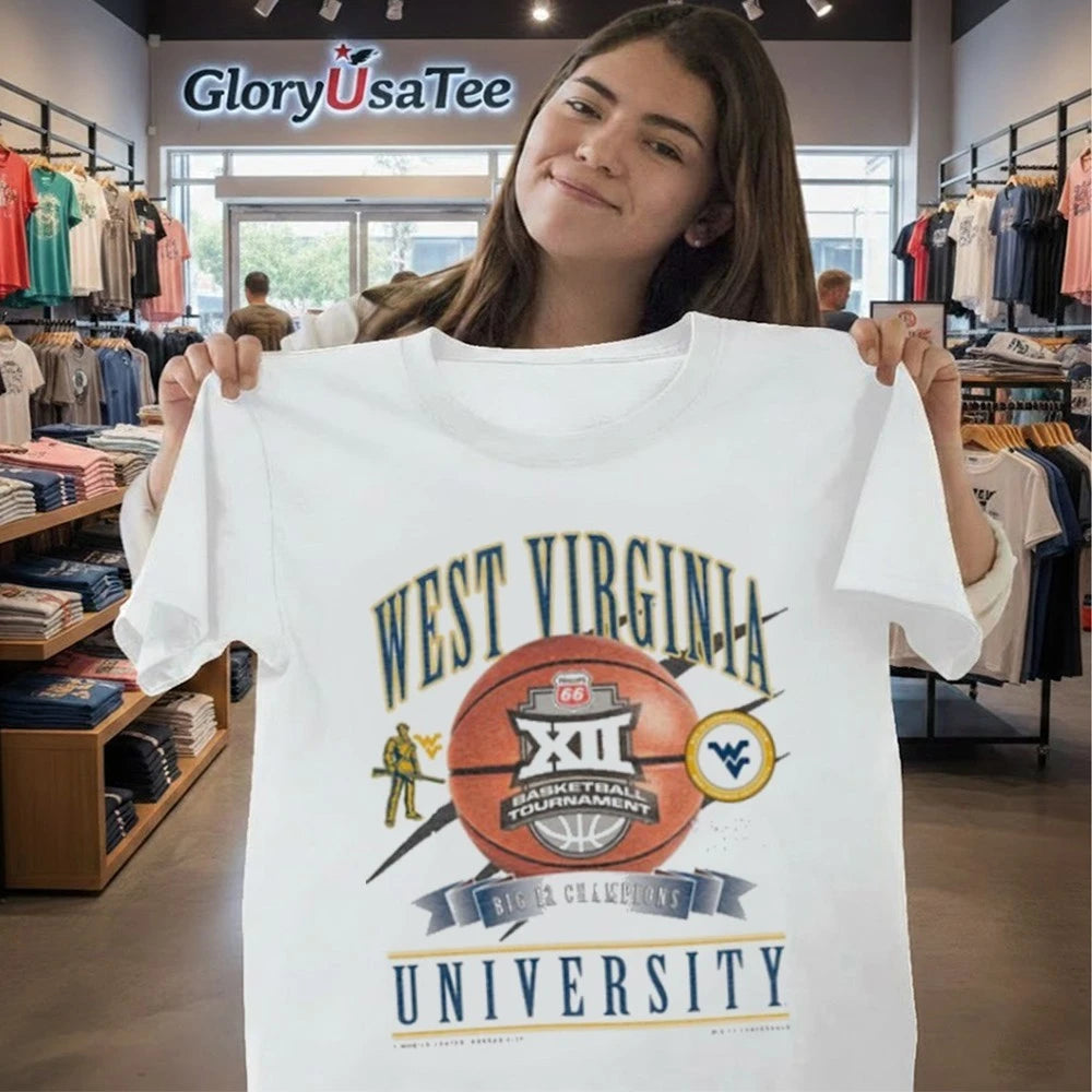 WVU West Virginia Mountaineers Women’s Basketball 2026 Big 12 Tournament Champions New Era Locker Room T-Shirt