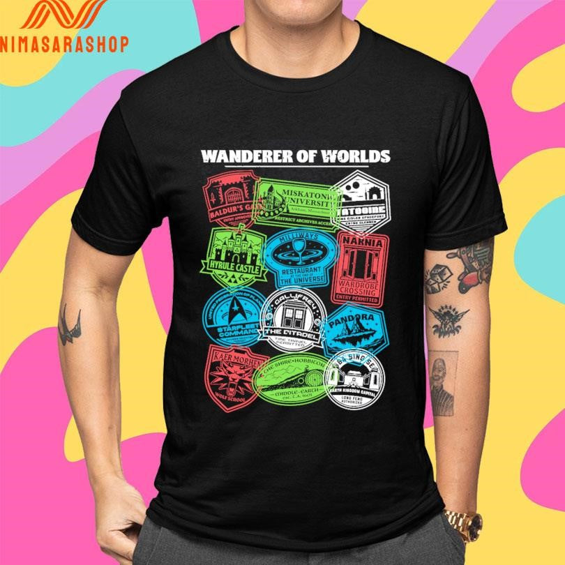 Wanderer Of Worlds Geek Travel Stamp Shirts