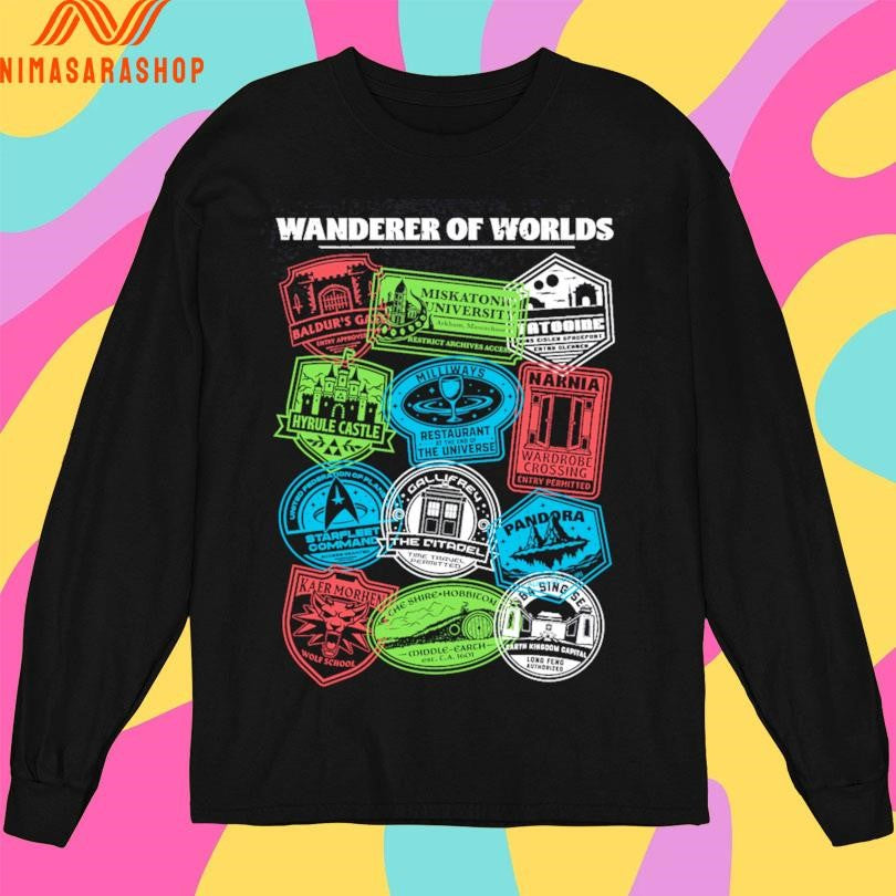 Wanderer Of Worlds Geek Travel Stamp Shirts
