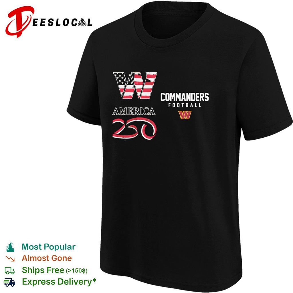Washington Commanders America 250 Football W Flag shirt