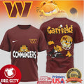 Washington Commanders Garfield Football Character Two Sided Shirt