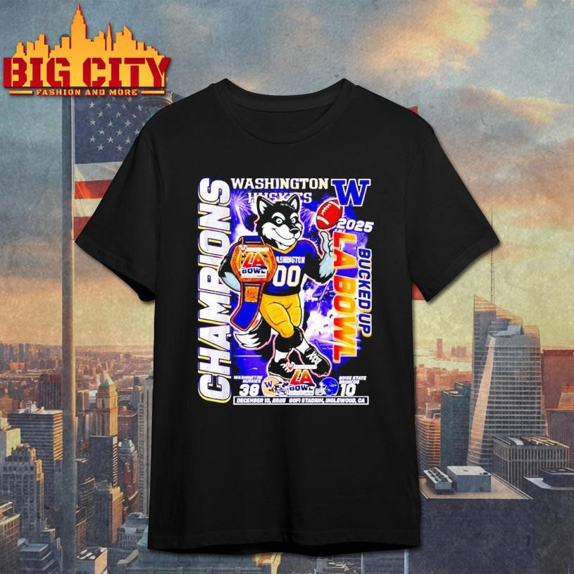 Washington Huskies 2025 Bucked Up LA Bowl Champions mascot Shirt
