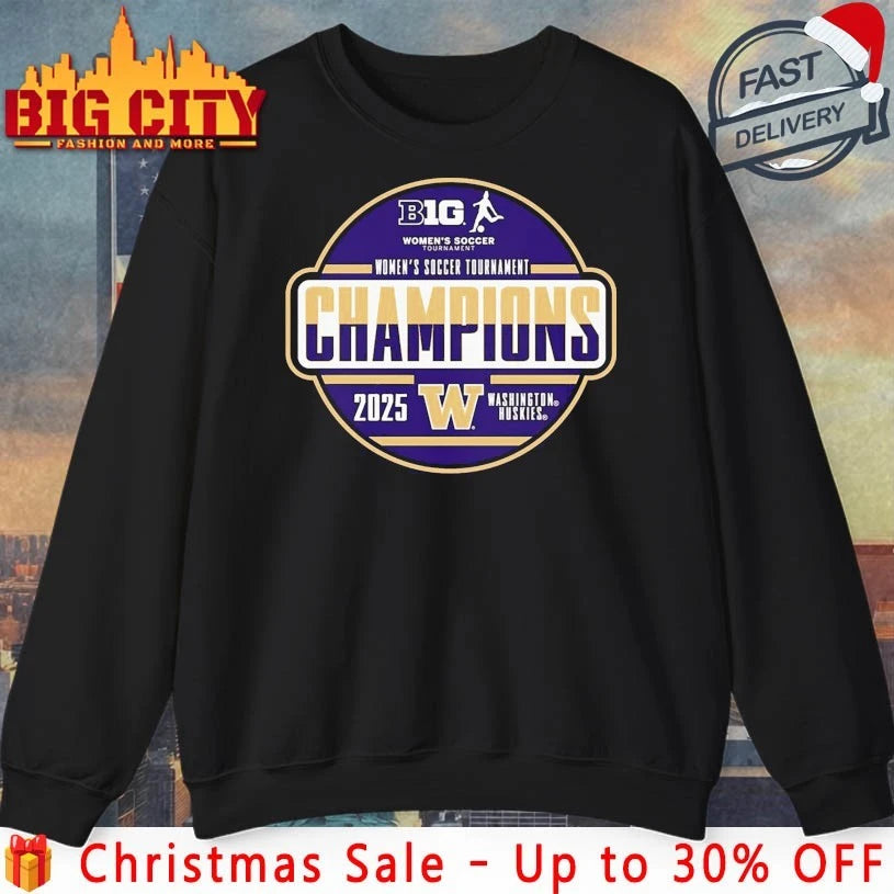 Washington Huskies B1G women’s soccer Tournament Champions 2025 shirt