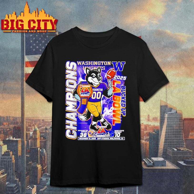 Washington Huskies Bucked Up LA Bowl Champions 2025 mascot Shirt