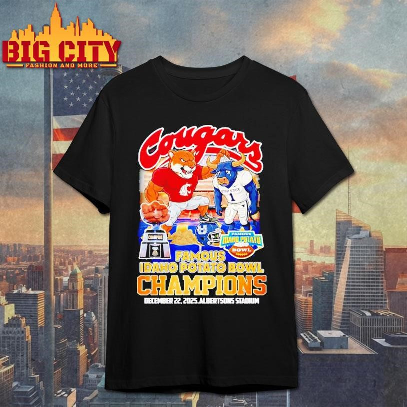 Washington State Cougars CFP Famous Idaho Potato Bowl Champions 2025 mascot shirt