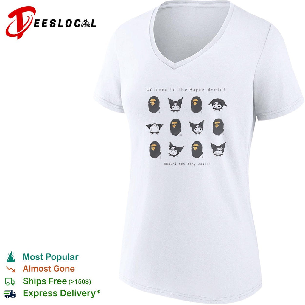 Welcome to the Bape World Kuromi met many Ape Bape x Sanrio Kuromi crossover shirt