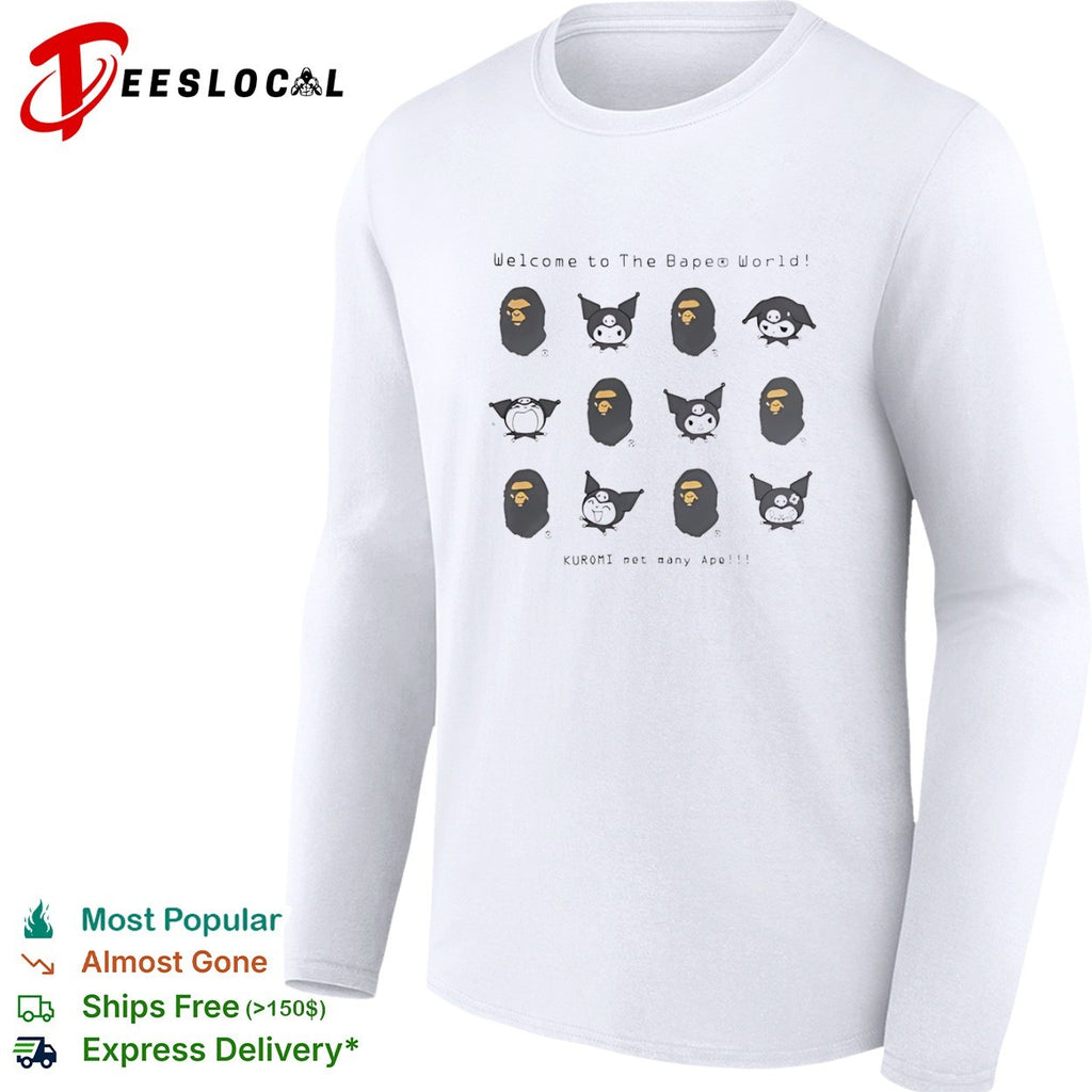 Welcome to the Bape World Kuromi met many Ape Bape x Sanrio Kuromi crossover shirt