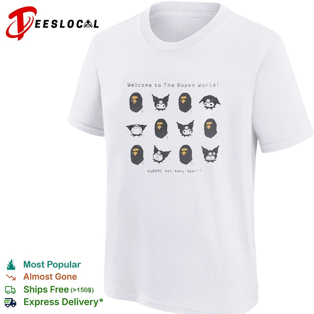 Welcome to the Bape World Kuromi met many Ape Bape x Sanrio Kuromi crossover shirt