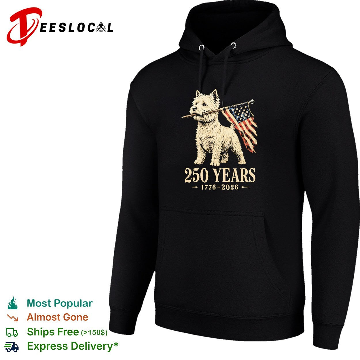 West Highland terrier carrying American flag 250 years 1776 2026 shirt