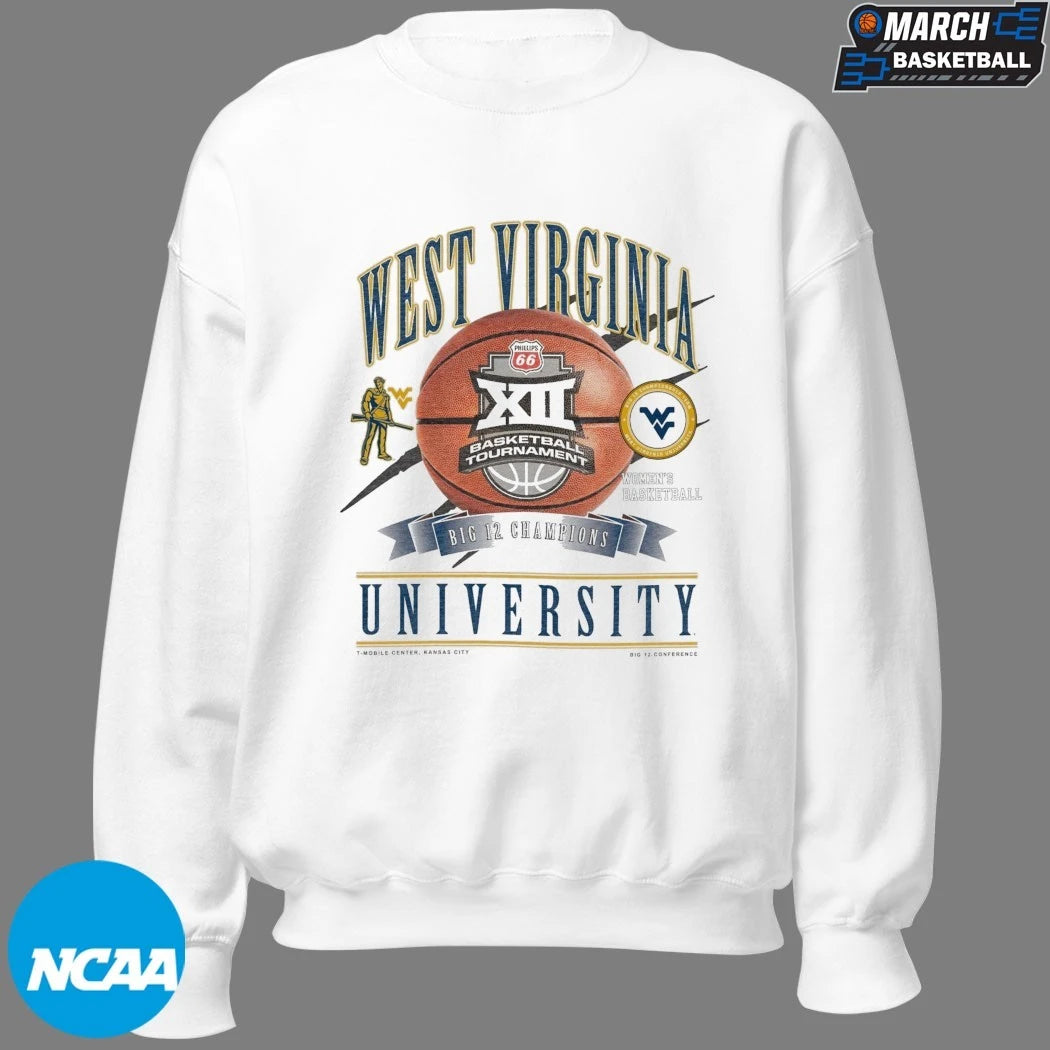 West Virginia Mountaineers 2026 Big 12 Women’s Basketball Tournament Champions T-Shirts