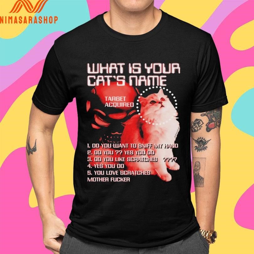What Is Your Cats Name Target Acquired Skull Cat Shirts