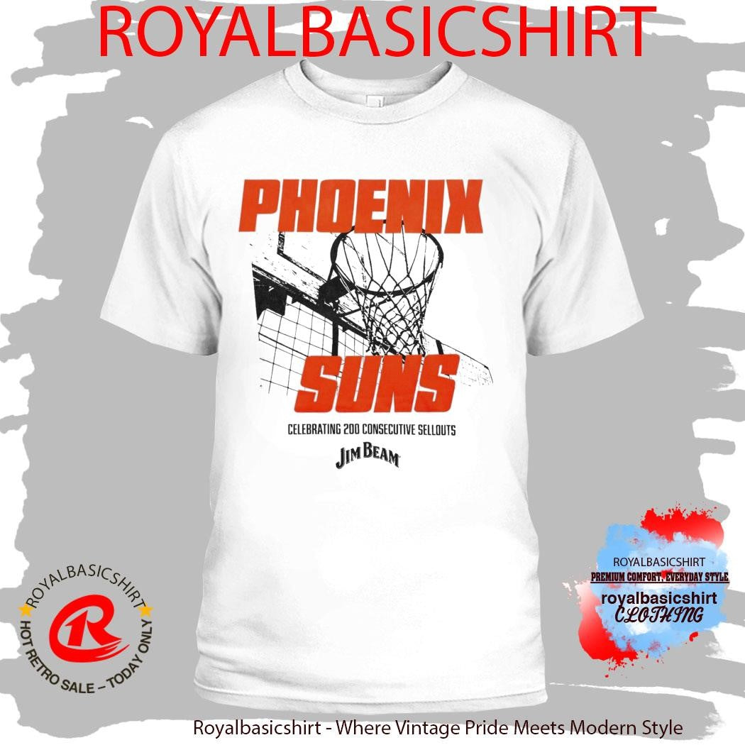 White Phoenix Suns Celebrating 200 Consecutive Sellouts Jim Beam Shirt