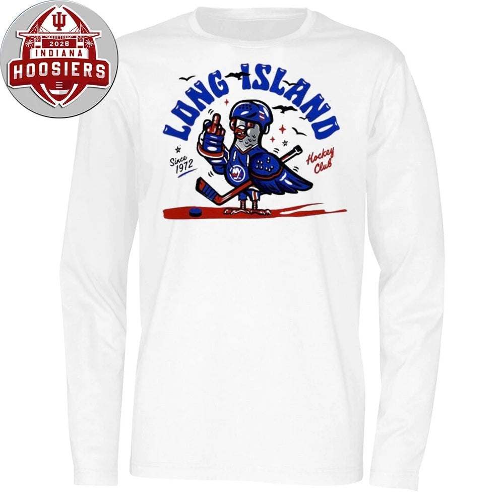 White T-shirt with the Long Island Hockey Club logo printed on it