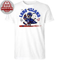 White T-shirt with the Long Island Hockey Club logo printed on it