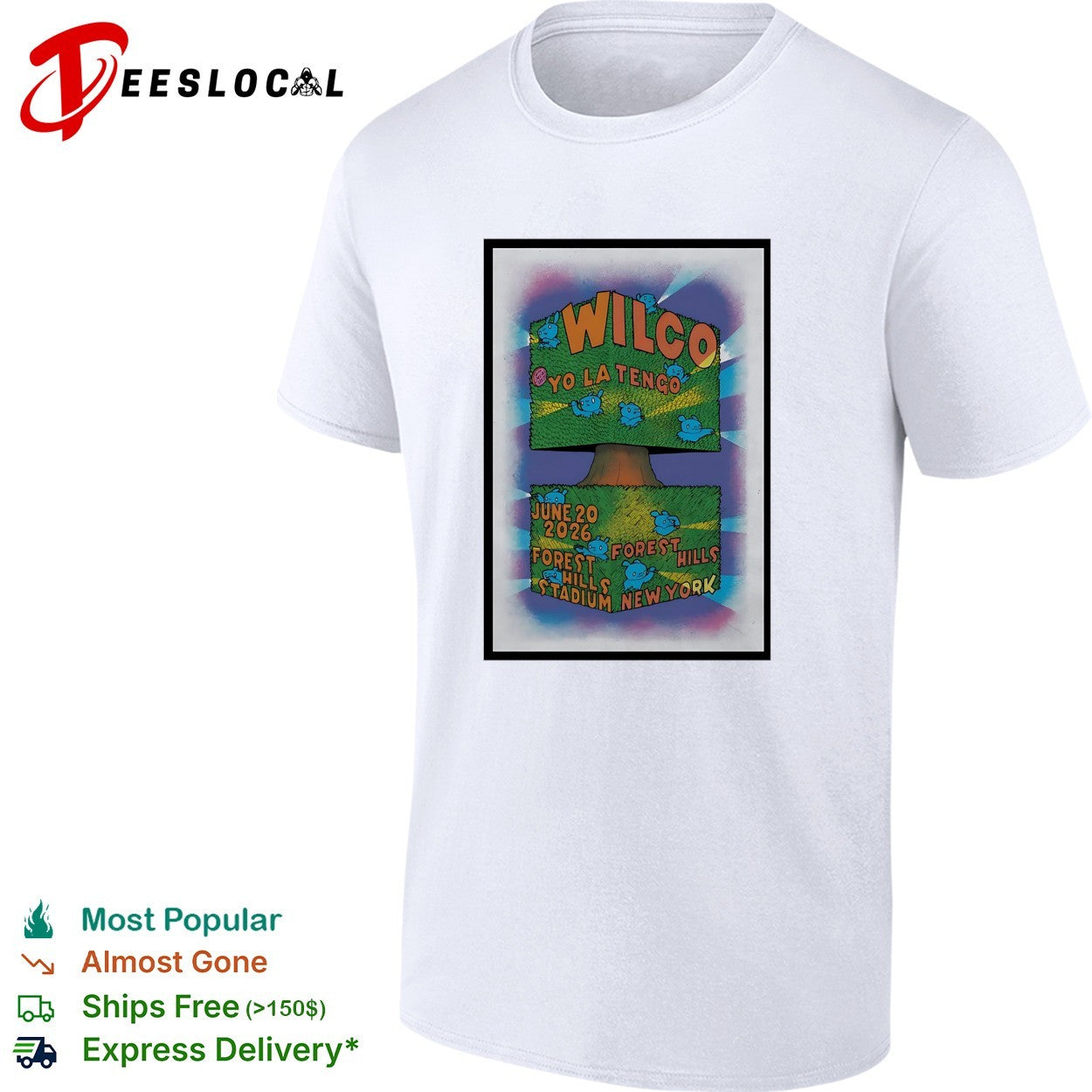 Wilco Yo La Tengo Forest Hills Stadium 2026 poster shirt