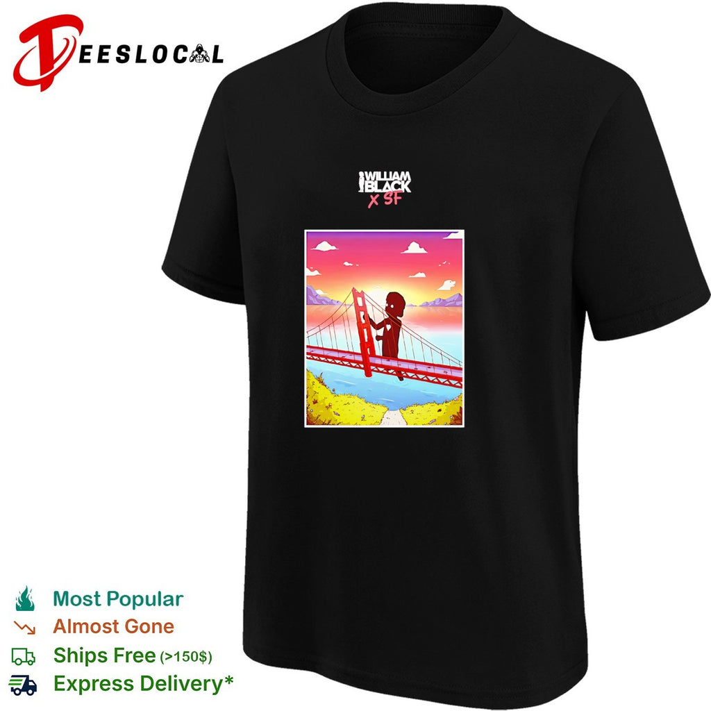 William Black x SF golden gate bridge sunset shirt