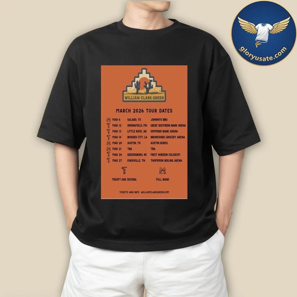 William Clark Green March 2026 Tour Poster Shirt