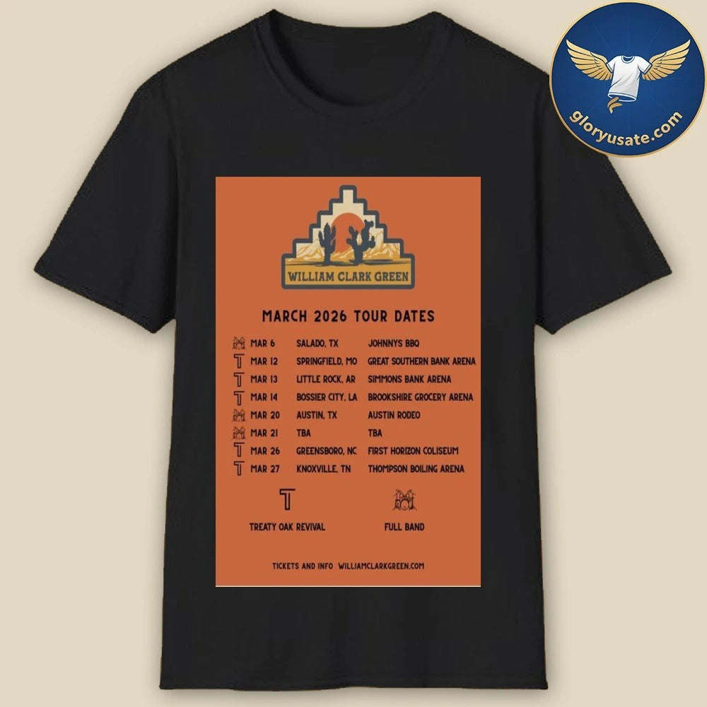 William Clark Green March 2026 Tour Poster Shirt