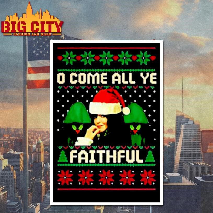 Winkleman Santa hat and cloak The traitors Claudia oh come all ye faithful ugly Christmas shirt