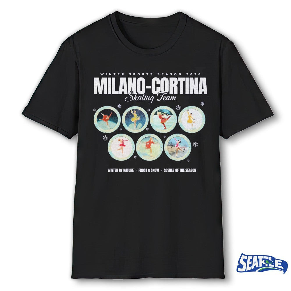 Winter Sports Season 2026 Milano-cortina Skating Team Winter By Nature Frost and Snow Scenes Of The Season shirt