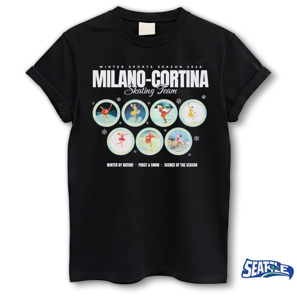 Winter Sports Season 2026 Milano-cortina Skating Team Winter By Nature Frost and Snow Scenes Of The Season shirt