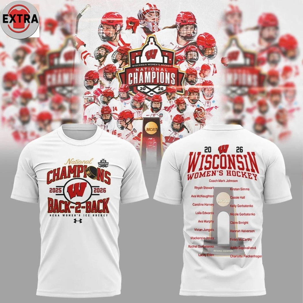 Wisconsin Badgers Back 2 Back National Champions Women’s Hockey Shirts
