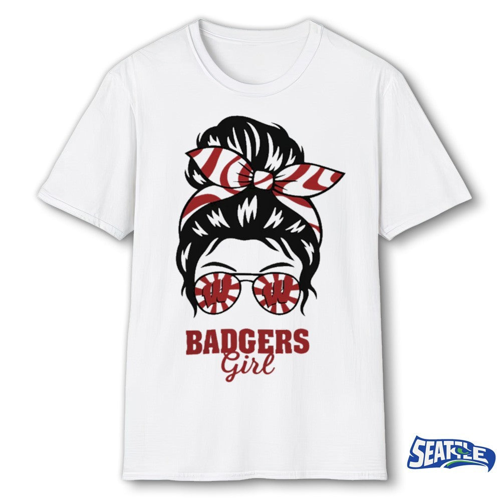 Wisconsin Badgers Girl Messy Bun Glasses 2026 shirt
