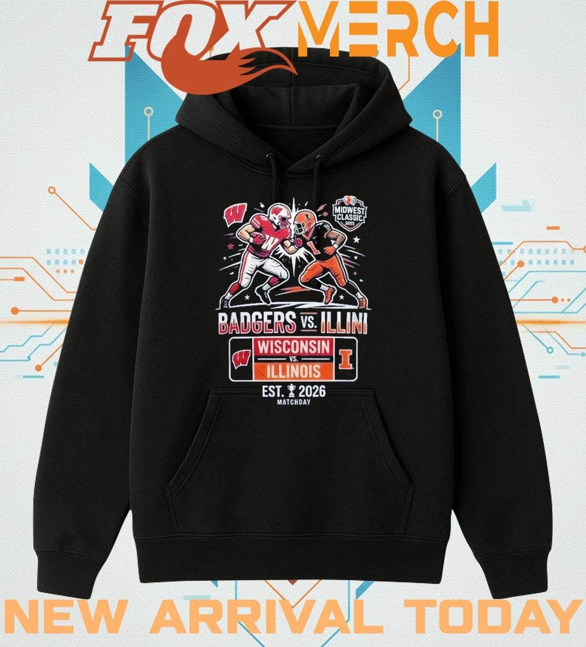 Wisconsin Badgers vs Illinois Fighting Illini 2026 Midwest Classic matchday t-shirt