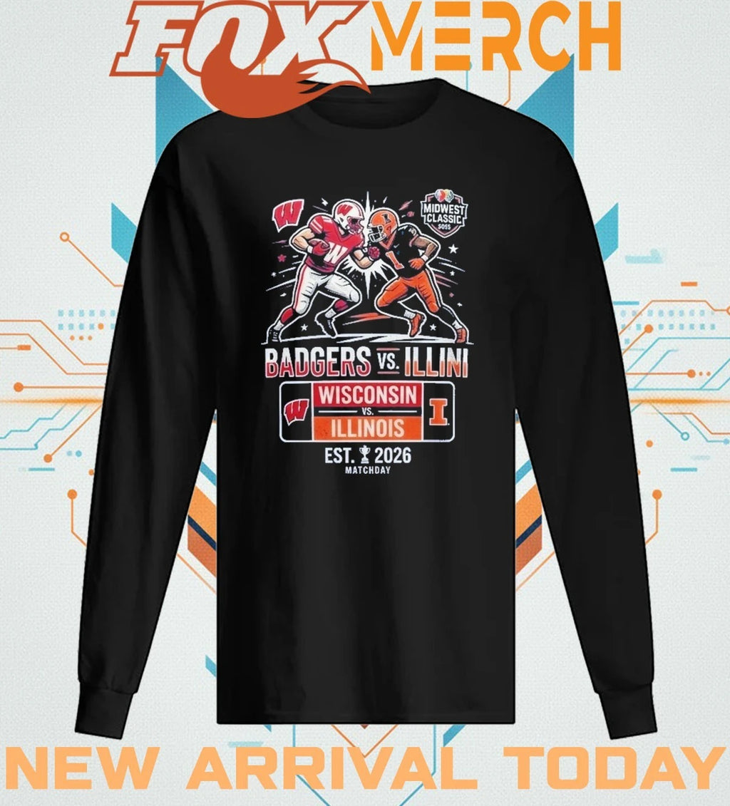 Wisconsin Badgers vs Illinois Fighting Illini 2026 Midwest Classic matchday t-shirt