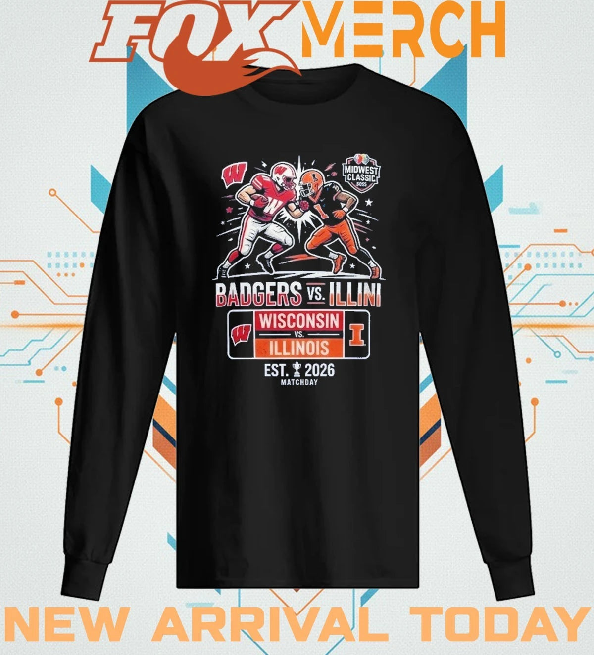 Wisconsin Badgers vs Illinois Fighting Illini 2026 Midwest Classic matchday t-shirt