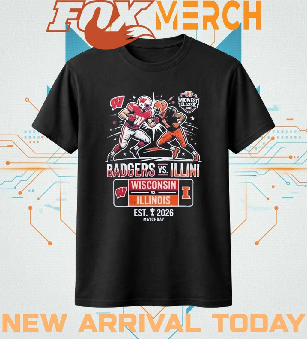 Wisconsin Badgers vs Illinois Fighting Illini 2026 Midwest Classic matchday t-shirt