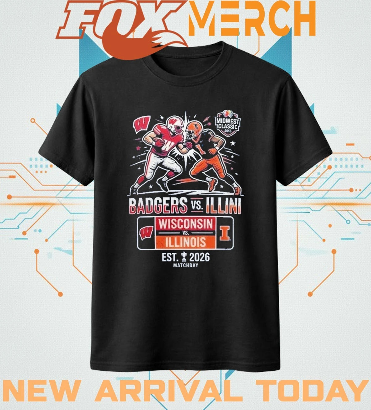 Wisconsin Badgers vs Illinois Fighting Illini 2026 Midwest Classic matchday t-shirt