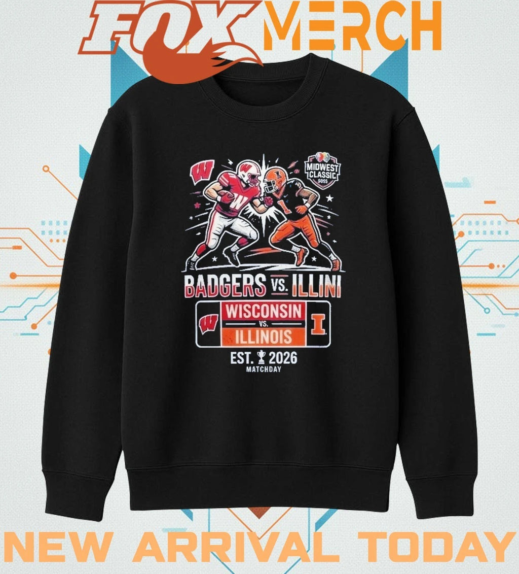 Wisconsin Badgers vs Illinois Fighting Illini 2026 Midwest Classic matchday t-shirt