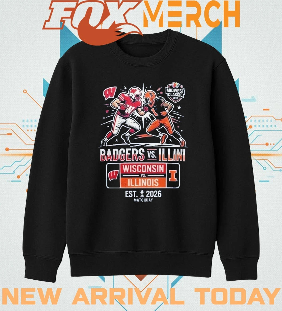 Wisconsin Badgers vs Illinois Fighting Illini 2026 Midwest Classic matchday t-shirt
