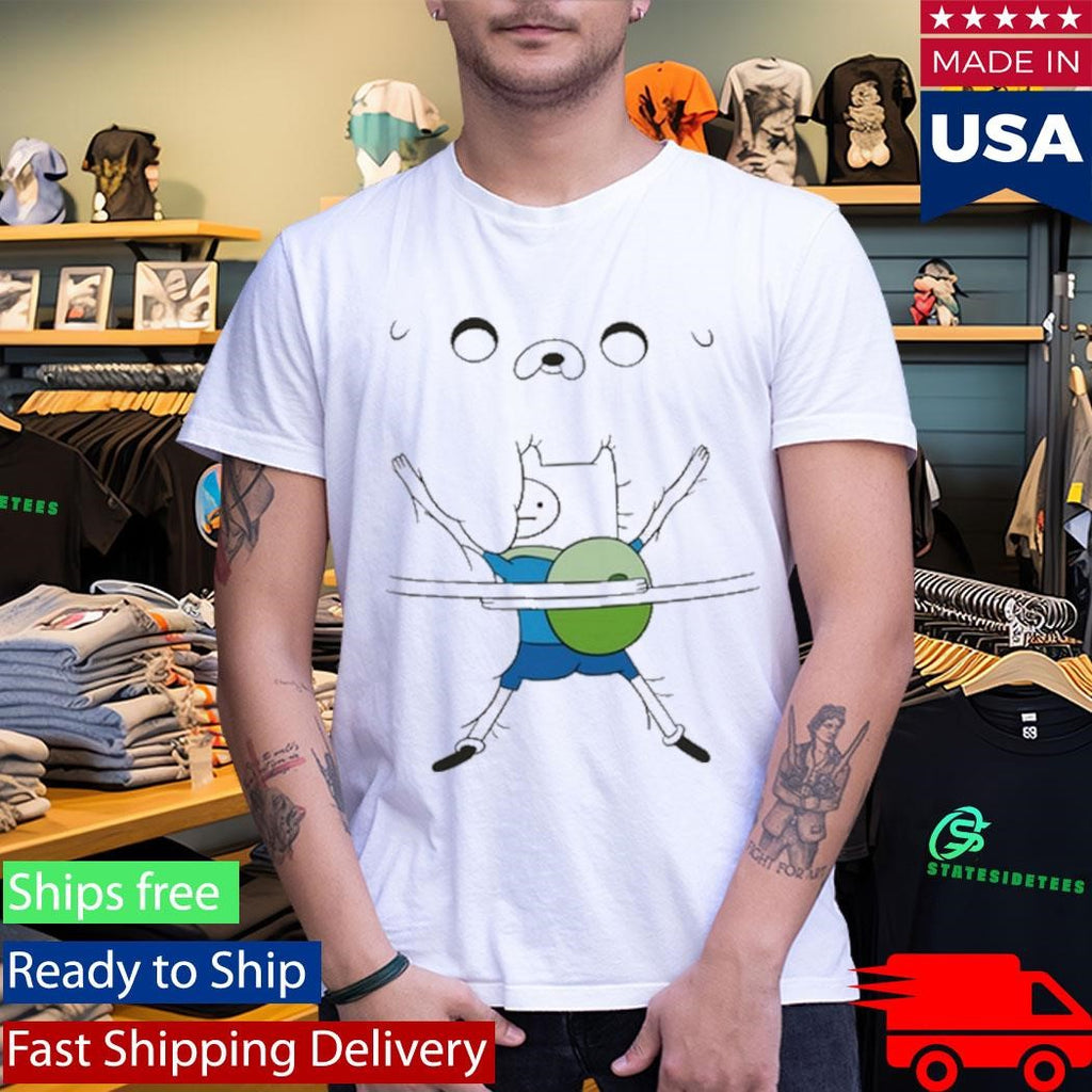 Woman Wearing Adventure Time Bro Hug Shirt