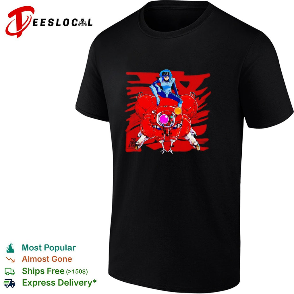 Woman riding red robot Ghost in the Shell shirt